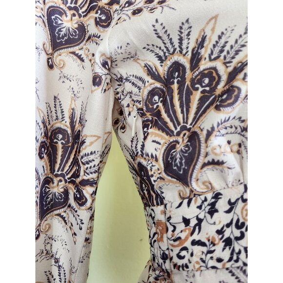 OPT x Emily Luciano Mila Paisley Pleated Dress Size  S Long Sleeve Romantic Boho - Picture 6 of 13